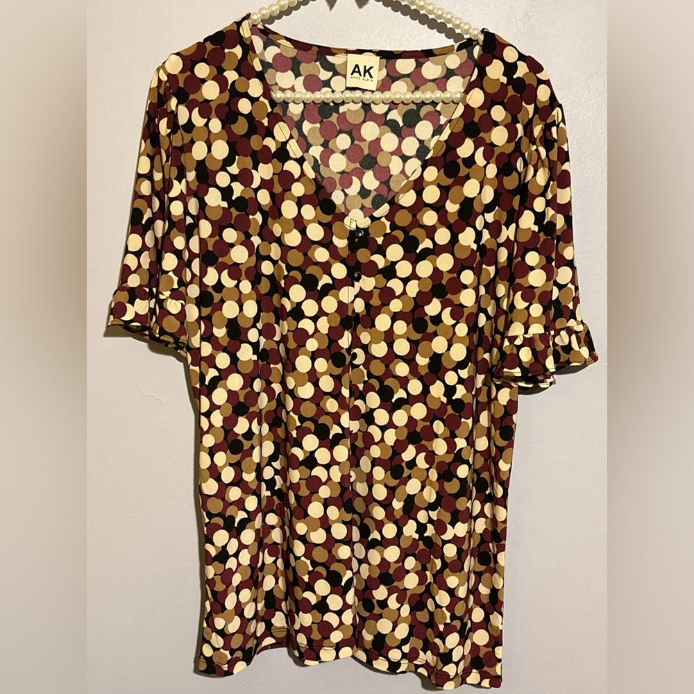 Anne Klein Multicolor Polka Dot Blouse Size L